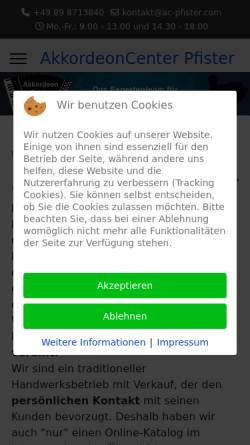 Vorschau der mobilen Webseite www.ac-pfister.com, AkkordeonCenter Pfister