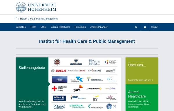 Vorschau von healthcare.uni-hohenheim.de, Institut für Health Care & Public Management der Universität Hohenheim