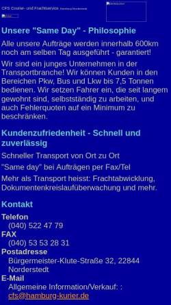Vorschau der mobilen Webseite www.hamburg-kurier.de, CFS Courier- und Frachtservice