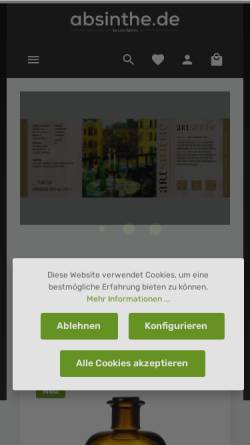 Vorschau der mobilen Webseite www.absinthe.de, Absinthvertrieb Lion