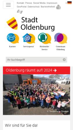 Vorschau der mobilen Webseite www.oldenburg.de, Stadt Oldenburg (Oldenburg)