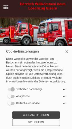 Vorschau der mobilen Webseite www.feuerwehr-eisern.eu, Freiwillige Feuerwehr Siegen-Eisern