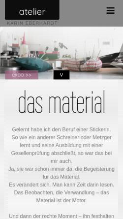 Vorschau der mobilen Webseite www.karin-eberhardt.de, Eberhardt, Karin Textile Objekte