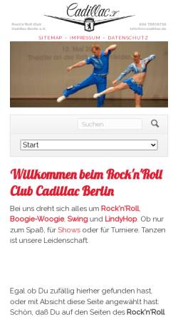 Vorschau der mobilen Webseite www.rrc-cadillac.de, Rock'n'Roll Club Cadillac e.V.