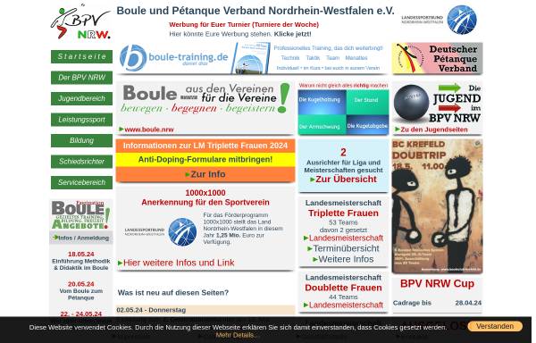 Vorschau von www.boule-nrw.de, Boule und Pétanque Verband Nordrhein-Westfalen e.V.