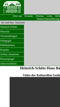 Vorschau der mobilen Webseite www.heinrich-schuetz-haus.de, Heinrich-Schütz-Haus