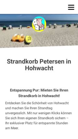 Vorschau der mobilen Webseite www.strandkorb-petersen.de, Strandkorb Petersen