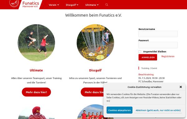 Vorschau von www.funaten.de, Funatics - Ultimate Frisbee Hannover