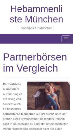 Vorschau der mobilen Webseite www.hebammenliste-muenchen.de, Bayerischer Hebammenlandesverband (BHLV)