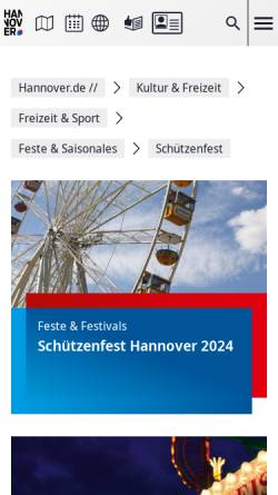 Vorschau der mobilen Webseite www.hannover.de, Schützenfest Hannover