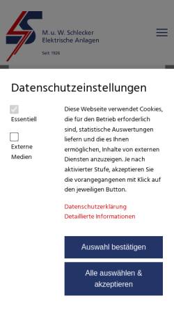 Vorschau der mobilen Webseite www.elektro-schlecker.de, Schlecker, M.u.W., GmbH & Co. KG