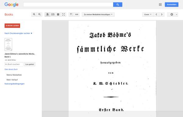 Vorschau von books.google.de, Böhme, Jakob, Sämtliche Werke, Bd. 1