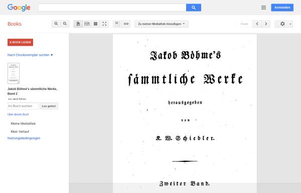 Vorschau von books.google.de, Böhme, Jakob, Sämtliche Werke, Bd. 2