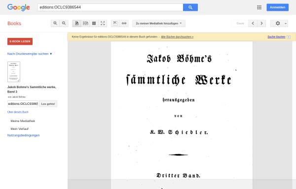 Vorschau von books.google.de, Böhme, Jakob, Sämtliche Werke, Bd. 3