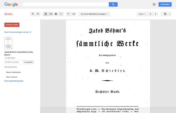 Vorschau von books.google.de, Böhme, Jakob, Sämtliche Werke, Bd. 6