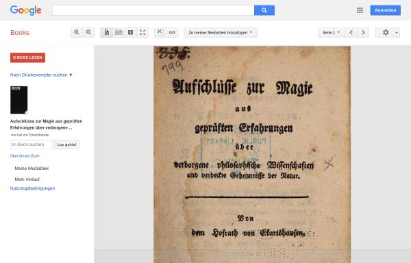 Vorschau von books.google.de, Eckartshausen, Karl von, Aufschlüsse zur Magie