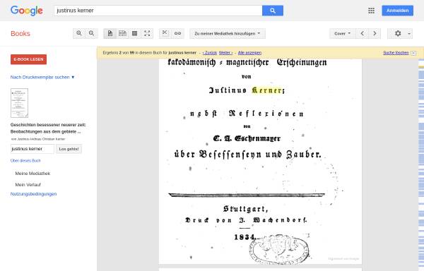 Vorschau von books.google.de, Kerner, Justinus, Geschichten Besessener neuerer Zeit