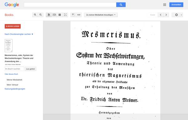 Vorschau von books.google.de, Mesmer, Franz Anton, Mesmerismus, oder, System der Wechselwirkungen