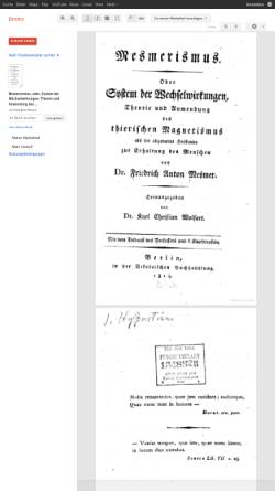 Vorschau der mobilen Webseite books.google.de, Mesmer, Franz Anton, Mesmerismus, oder, System der Wechselwirkungen