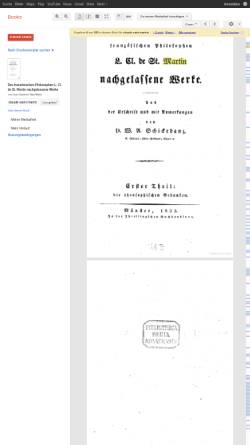 Vorschau der mobilen Webseite books.google.de, Saint-Martin, Louis-Claude de, Nachgelassene Werke Bd.1