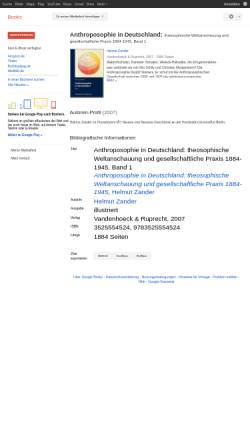 Vorschau der mobilen Webseite books.google.de, Zander, Helmut, Anthroposophie in Deutschland.Theosophische Weltanschauung und gesellschaftliche Praxis 1884-1945, Bd. 1