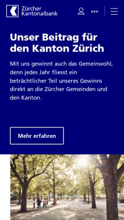 Vorschau der mobilen Webseite www.zkb.ch, Zürcher Kantonalbank