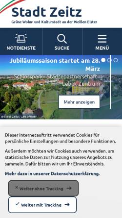 Vorschau der mobilen Webseite www.zeitz.de, Stadt Zeitz