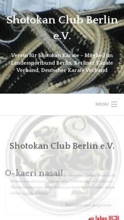 Vorschau der mobilen Webseite www.shotokan-club-berlin.de, Shotokan Club Berlin e.V.
