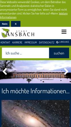 Vorschau der mobilen Webseite www.ansbach.de, Stadt Ansbach