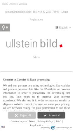 Vorschau der mobilen Webseite www.ullsteinbild.de, Ullstein Bild