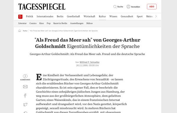 Vorschau von www.tagesspiegel.de, Georges-Arthur Goldschmidt: Als Freud das Meer sah