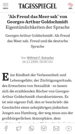 Vorschau der mobilen Webseite www.tagesspiegel.de, Georges-Arthur Goldschmidt: Als Freud das Meer sah