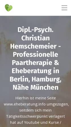 Vorschau der mobilen Webseite www.eheberatung.info, Dipl.-Psych. Christian Hemschemeier