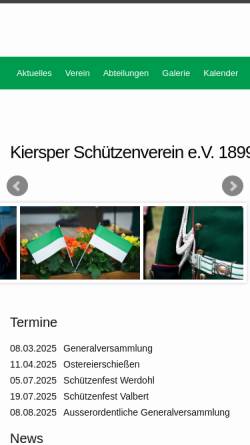 Vorschau der mobilen Webseite ksv1899.de, Kiersper Schützenverein e.V. 1899