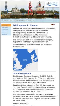 Vorschau der mobilen Webseite www.husumer-dock.de, Husumer Dock und Reparatur GmbH