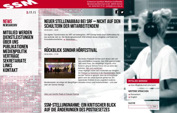 Vorschau von www.ssm-site.ch, Schweizer Syndikat Medienschaffender [SSM]