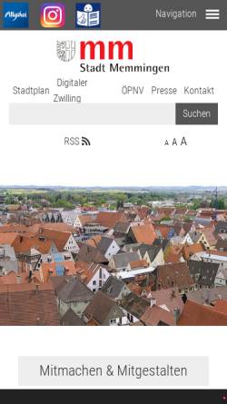 Vorschau der mobilen Webseite www.memmingen.de, Stadt Memmingen