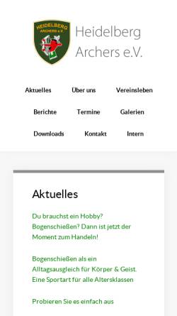 Vorschau der mobilen Webseite www.heidelberg-archers.de, Heidelberg Archers e.V.