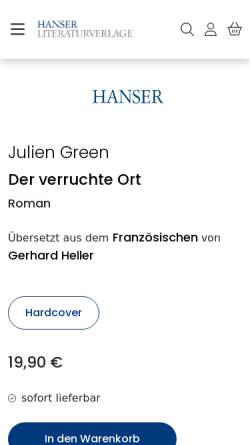 Vorschau der mobilen Webseite www.hanser-literaturverlage.de, Julien Green: Der verruchte Ort