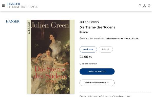 Vorschau von www.hanser-literaturverlage.de, Julien Green: Die Sterne des Südens