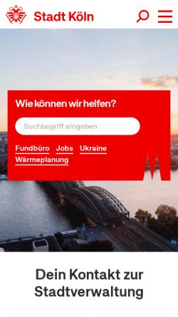 Vorschau der mobilen Webseite www.stadt-koeln.de, Stadt Köln
