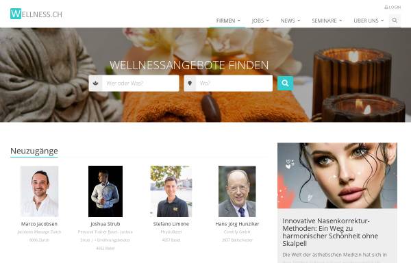 Vorschau von www.wellness.ch, Wellness Portal Schweiz