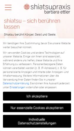 Vorschau der mobilen Webseite shiatsupraxis-ettler.ch, Ettler Barbara