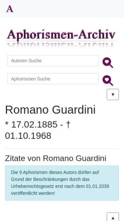 Vorschau der mobilen Webseite aphorismen-archiv.de, Romano Guardini
