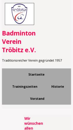 Vorschau der mobilen Webseite www.bv-troebitz.info, BV Tröbitz e.V.