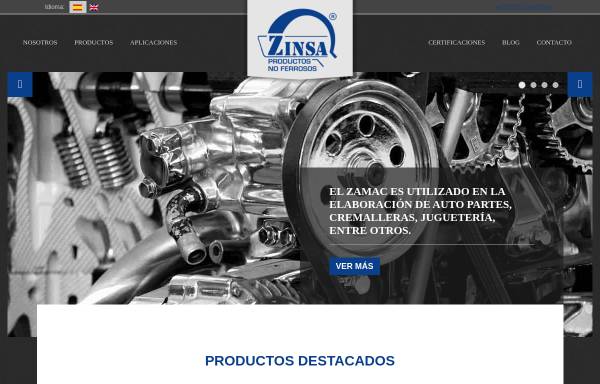Vorschau von www.zinsa.com, Zinc Industrias Nacionales S.A., ZINSA