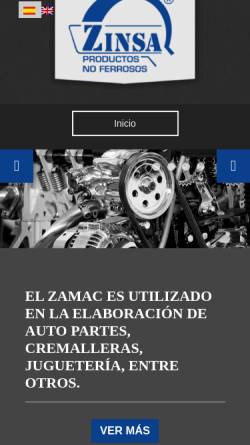 Vorschau der mobilen Webseite www.zinsa.com, Zinc Industrias Nacionales S.A., ZINSA