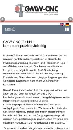 Vorschau der mobilen Webseite www.gmw-cnc.de, GMW-CNC GmbH