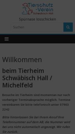 Vorschau der mobilen Webseite www.tierschutz-sha.com, Tierschutzverein Schwäbisch Hall