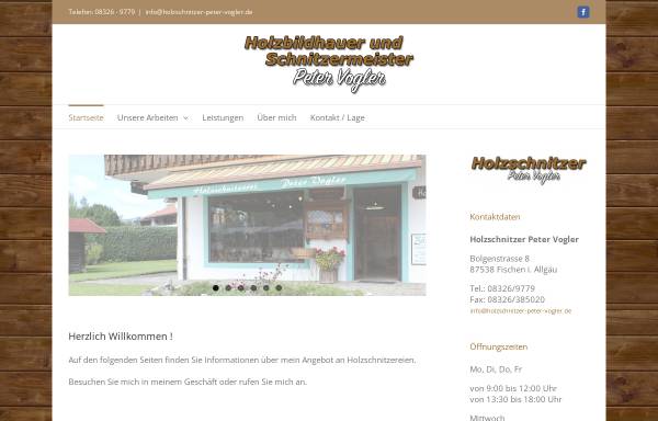 Vorschau von www.holzschnitzer-peter-vogler.de, Holzschnitzer Peter Vogler